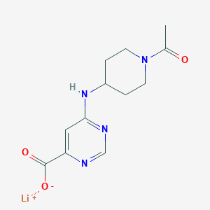 molecular formula C12H15LiN4O3 B2721962 6-[(1-乙酰基哌啶-4-基)氨基]嘧啶-4-甲酸锂盐 CAS No. 2007909-54-6