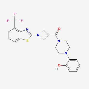 molecular formula C22H21F3N4O2S B2721968 (4-(2-Hydroxyphenyl)piperazin-1-yl)(1-(4-(trifluoromethyl)benzo[d]thiazol-2-yl)azetidin-3-yl)methanone CAS No. 1396807-45-6