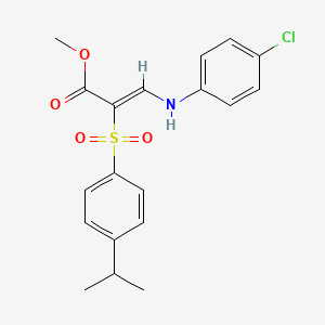 molecular formula C19H20ClNO4S B2721973 methyl (2Z)-3-[(4-chlorophenyl)amino]-2-[(4-isopropylphenyl)sulfonyl]acrylate CAS No. 1327185-33-0