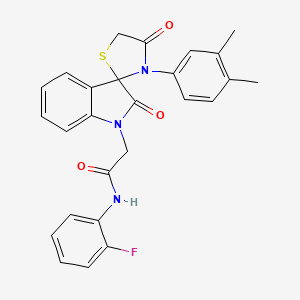 2-(3'-(3,4-dimethylphenyl)-2,4'-dioxospiro[indoline-3,2'-thiazolidin]-1-yl)-N-(2-fluorophenyl)acetamide