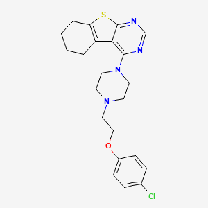 molecular formula C22H25ClN4OS B2721981 4-{4-[2-(4-氯苯氧)乙基]哌嗪-1-基}-5,6,7,8-四氢-[1]苯并噻吩[2,3-d]嘧啶 CAS No. 611197-52-5