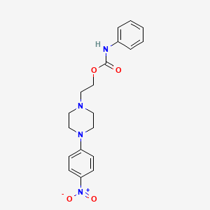 molecular formula C19H22N4O4 B2721986 2-[4-(4-硝基苯基)哌嗪]乙基 N-苯基甲酸酯 CAS No. 338748-58-6