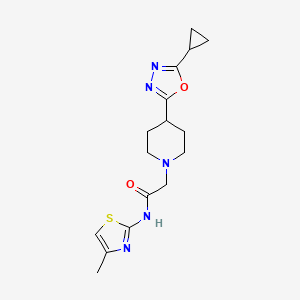 molecular formula C16H21N5O2S B2721993 2-(4-(5-cyclopropyl-1,3,4-oxadiazol-2-yl)piperidin-1-yl)-N-(4-methylthiazol-2-yl)acetamide CAS No. 1251543-28-8
