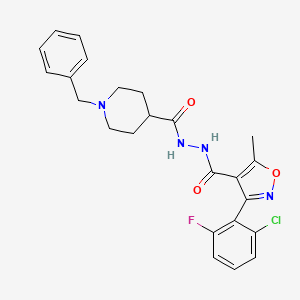 molecular formula C24H24ClFN4O3 B2721998 N'-[(1-benzyl-4-piperidinyl)carbonyl]-3-(2-chloro-6-fluorophenyl)-5-methyl-4-isoxazolecarbohydrazide CAS No. 478064-36-7