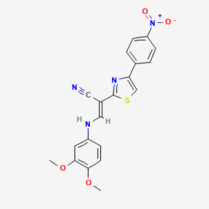 (E)-3-((3,4-dimethoxyphenyl)amino)-2-(4-(4-nitrophenyl)thiazol-2-yl)acrylonitrile