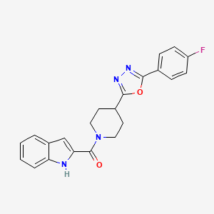 molecular formula C22H19FN4O2 B2722006 (4-(5-(4-fluorophenyl)-1,3,4-oxadiazol-2-yl)piperidin-1-yl)(1H-indol-2-yl)methanone CAS No. 1210032-89-5