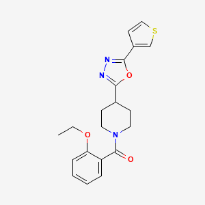 molecular formula C20H21N3O3S B2722012 (2-Ethoxyphenyl)(4-(5-(thiophen-3-yl)-1,3,4-oxadiazol-2-yl)piperidin-1-yl)methanone CAS No. 1448125-53-8