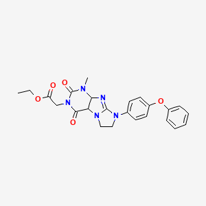 molecular formula C24H23N5O5 B2722018 乙酸2-[1-甲基-2,4-二氧代-8-(4-苯氧基苯基)-1H,2H,3H,4H,6H,7H,8H-咪唑[1,2-g]嘌呤-3-基]酯 CAS No. 893955-52-7