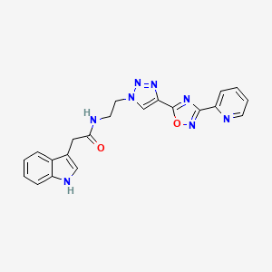 2-(1H-indol-3-yl)-N-(2-(4-(3-(pyridin-2-yl)-1,2,4-oxadiazol-5-yl)-1H-1,2,3-triazol-1-yl)ethyl)acetamide