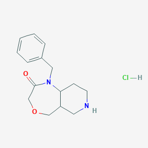 molecular formula C15H21ClN2O2 B2722032 1-Benzyl-decahydropyrido[4,3-e][1,4]oxazepin-2-one hydrochloride CAS No. 2320923-34-8