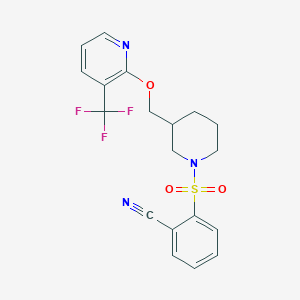 2-[3-[[3-(Trifluoromethyl)pyridin-2-yl]oxymethyl]piperidin-1-yl]sulfonylbenzonitrile