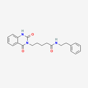 molecular formula C21H23N3O3 B2722051 5-(2,4-dioxo-1,2-dihydroquinazolin-3(4H)-yl)-N-phenethylpentanamide CAS No. 896354-44-2