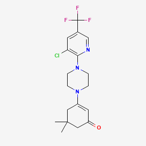 molecular formula C18H21ClF3N3O B2722053 3-{4-[3-Chloro-5-(trifluoromethyl)-2-pyridinyl]piperazino}-5,5-dimethyl-2-cyclohexen-1-one CAS No. 1024163-41-4