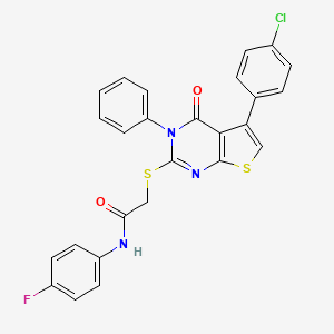 2-[5-(4-chlorophenyl)-4-oxo-3-phenylthieno[2,3-d]pyrimidin-2-yl]sulfanyl-N-(4-fluorophenyl)acetamide