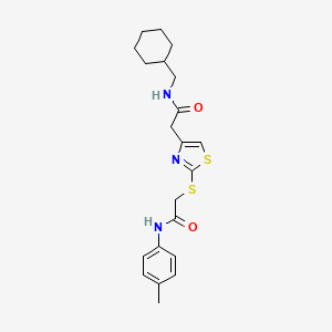 molecular formula C21H27N3O2S2 B2722064 N-(环己基甲基)-2-(2-((2-氧代-2-(对甲苯基氨基)乙基)硫)噻唑-4-基)乙酰胺 CAS No. 941874-94-8