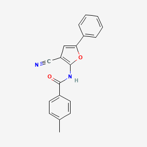 molecular formula C19H14N2O2 B2722086 N-(3-cyano-5-phenylfuran-2-yl)-4-methylbenzamide CAS No. 478045-64-6