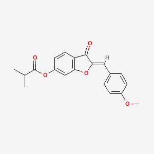 molecular formula C20H18O5 B2722098 (Z)-2-(4-甲氧基苯甲亚甲基)-3-酮-2,3-二氢苯并呋喃-6-基异丁酸酯 CAS No. 858757-69-4