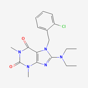 molecular formula C18H22ClN5O2 B2722106 7-(2-chlorobenzyl)-8-(diethylamino)-1,3-dimethyl-3,7-dihydro-1H-purine-2,6-dione CAS No. 374544-48-6