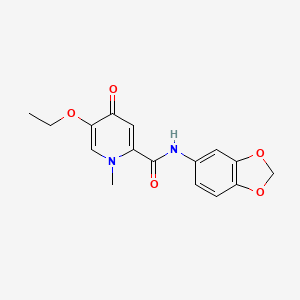 molecular formula C16H16N2O5 B2722109 N-(benzo[d][1,3]dioxol-5-yl)-5-ethoxy-1-methyl-4-oxo-1,4-dihydropyridine-2-carboxamide CAS No. 1105220-49-2