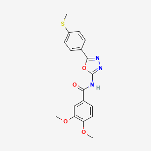 molecular formula C18H17N3O4S B2722118 3,4-dimethoxy-N-[5-(4-methylsulfanylphenyl)-1,3,4-oxadiazol-2-yl]benzamide CAS No. 886917-47-1