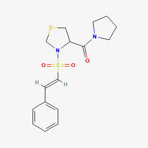 molecular formula C16H20N2O3S2 B2722138 [3-[(E)-2-phenylethenyl]sulfonyl-1,3-thiazolidin-4-yl]-pyrrolidin-1-ylmethanone CAS No. 1281683-05-3