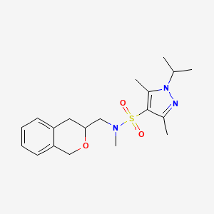 molecular formula C19H27N3O3S B2722155 N-(isochroman-3-ylmethyl)-1-isopropyl-N,3,5-trimethyl-1H-pyrazole-4-sulfonamide CAS No. 2034440-08-7
