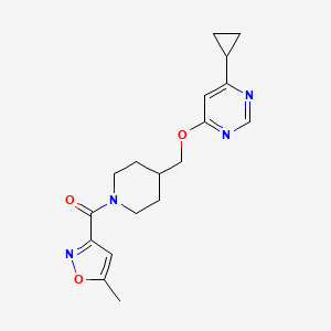 molecular formula C18H22N4O3 B2722160 (4-(((6-环丙基嘧啶-4-基)氧基)甲基哌啶-1-基)(5-甲基噁唑-3-基)甲酮 CAS No. 2320376-70-1