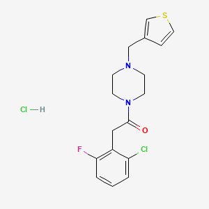 molecular formula C17H19Cl2FN2OS B2722163 2-(2-Chloro-6-fluorophenyl)-1-(4-(thiophen-3-ylmethyl)piperazin-1-yl)ethanone hydrochloride CAS No. 1351619-30-1