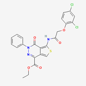 molecular formula C23H17Cl2N3O5S B2722164 Ethyl 5-[[2-(2,4-dichlorophenoxy)acetyl]amino]-4-oxo-3-phenylthieno[3,4-d]pyridazine-1-carboxylate CAS No. 851947-50-7