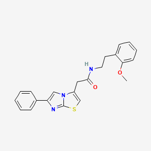 molecular formula C22H21N3O2S B2722167 N-(2-methoxyphenethyl)-2-(6-phenylimidazo[2,1-b]thiazol-3-yl)acetamide CAS No. 897459-25-5