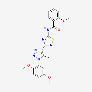 molecular formula C21H20N6O4S B2722177 N-{3-[1-(2,5-dimethoxyphenyl)-5-methyl-1H-1,2,3-triazol-4-yl]-1,2,4-thiadiazol-5-yl}-2-methoxybenzamide CAS No. 932487-84-8