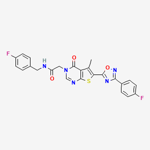 molecular formula C24H17F2N5O3S B2722180 N-(4-氟苯甲基)-2-(6-(3-(4-氟苯基)-1,2,4-噁二唑-5-基)-5-甲基-4-氧代噻吩[2,3-d]嘧啶-3(4H)-基)乙酰胺 CAS No. 1242858-33-8