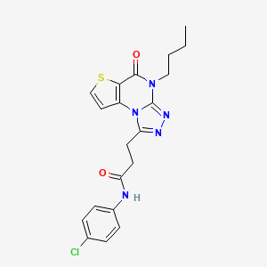 molecular formula C20H20ClN5O2S B2722207 3-(4-butyl-5-oxo-4,5-dihydrothieno[2,3-e][1,2,4]triazolo[4,3-a]pyrimidin-1-yl)-N-(4-chlorophenyl)propanamide CAS No. 1189882-23-2