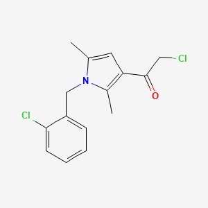 molecular formula C15H15Cl2NO B2722219 2-Chloro-1-[1-[(2-chlorophenyl)methyl]-2,5-dimethylpyrrol-3-yl]ethanone CAS No. 560998-05-2