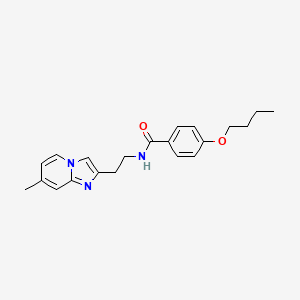 molecular formula C21H25N3O2 B2722237 4-butoxy-N-(2-(7-methylimidazo[1,2-a]pyridin-2-yl)ethyl)benzamide CAS No. 868977-90-6