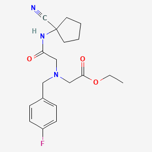 molecular formula C19H24FN3O3 B2722238 Ethyl 2-({[(1-cyanocyclopentyl)carbamoyl]methyl}[(4-fluorophenyl)methyl]amino)acetate CAS No. 1252346-83-0