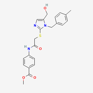 molecular formula C22H23N3O4S B2722239 methyl 4-(2-((5-(hydroxymethyl)-1-(4-methylbenzyl)-1H-imidazol-2-yl)thio)acetamido)benzoate CAS No. 899747-98-9