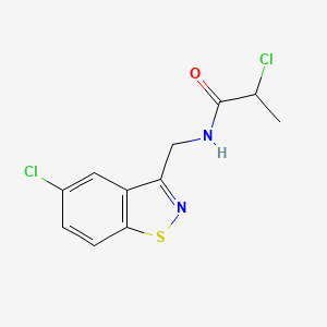 molecular formula C11H10Cl2N2OS B2722240 2-Chloro-N-[(5-chloro-1,2-benzothiazol-3-yl)methyl]propanamide CAS No. 2411266-06-1