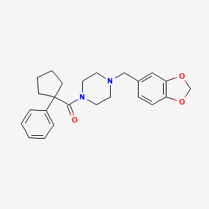 molecular formula C24H28N2O3 B2722255 4-(Benzo[3,4-D]1,3-dioxolan-5-ylmethyl)piperazinyl phenylcyclopentyl ketone CAS No. 1023849-96-8