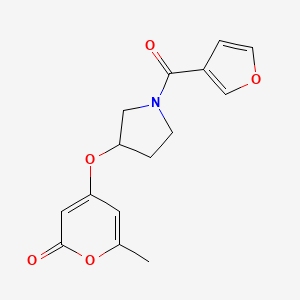 molecular formula C15H15NO5 B2722259 4-((1-(furan-3-carbonyl)pyrrolidin-3-yl)oxy)-6-methyl-2H-pyran-2-one CAS No. 1788680-59-0