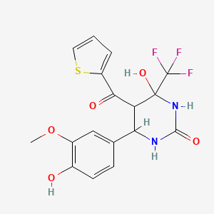 4-hydroxy-6-(4-hydroxy-3-methoxyphenyl)-5-(thiophene-2-carbonyl)-4-(trifluoromethyl)tetrahydropyrimidin-2(1H)-one