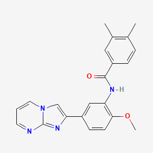 molecular formula C22H20N4O2 B2722275 N-(5-咪唑[1,2-a]嘧啶-2-基)-2-甲氧基苯基-3,4-二甲基苯甲酰胺 CAS No. 862810-69-3