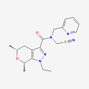 molecular formula C19H23N5O2 B2722305 (5R,7S)-N-(Cyanomethyl)-1-ethyl-5,7-dimethyl-N-(pyridin-2-ylmethyl)-5,7-dihydro-4H-pyrano[3,4-c]pyrazole-3-carboxamide CAS No. 2418595-67-0