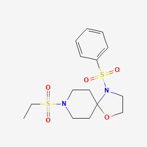 molecular formula C15H22N2O5S2 B2722314 8-(Ethylsulfonyl)-4-(phenylsulfonyl)-1-oxa-4,8-diazaspiro[4.5]decane CAS No. 898408-36-1