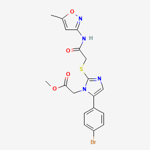 molecular formula C18H17BrN4O4S B2722332 methyl 2-(5-(4-bromophenyl)-2-((2-((5-methylisoxazol-3-yl)amino)-2-oxoethyl)thio)-1H-imidazol-1-yl)acetate CAS No. 1207005-80-8