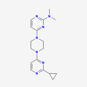 molecular formula C17H23N7 B2722337 4-[4-(2-Cyclopropylpyrimidin-4-yl)piperazin-1-yl]-N,N-dimethylpyrimidin-2-amine CAS No. 2415513-15-2