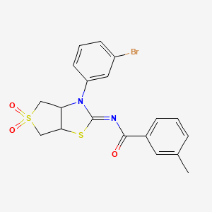 (Z)-N-(3-(3-bromophenyl)-5,5-dioxidotetrahydrothieno[3,4-d]thiazol-2(3H)-ylidene)-3-methylbenzamide