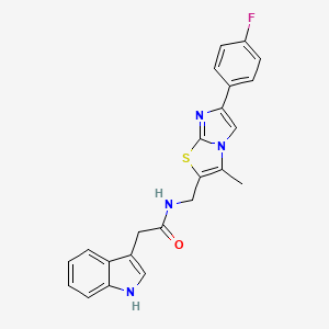 molecular formula C23H19FN4OS B2722348 N-((6-(4-fluorophenyl)-3-methylimidazo[2,1-b]thiazol-2-yl)methyl)-2-(1H-indol-3-yl)acetamide CAS No. 1421490-54-1