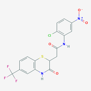 molecular formula C17H11ClF3N3O4S B2722350 N-(2-chloro-5-nitrophenyl)-2-[3-oxo-6-(trifluoromethyl)-3,4-dihydro-2H-1,4-benzothiazin-2-yl]acetamide CAS No. 1105246-09-0