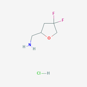 molecular formula C5H10ClF2NO B2722351 (4,4-Difluorooxolan-2-yl)methanamine hydrochloride CAS No. 2137857-48-6